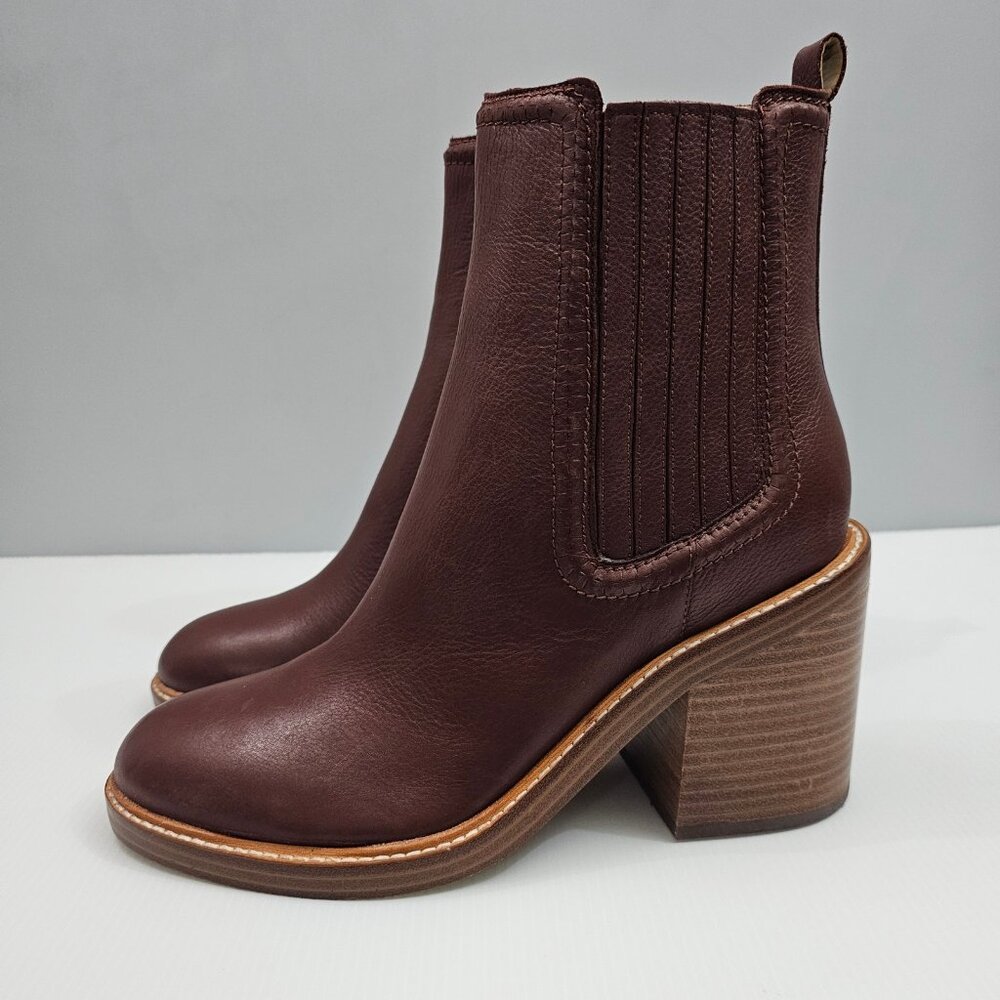 Marc Fisher Halida Chelsea Ankle Boot Brown Leather Block Heel Womens 10 NEW - Picture 14 of 14